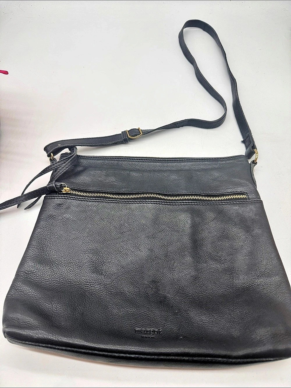 margot Black Leather Crossbody Bag